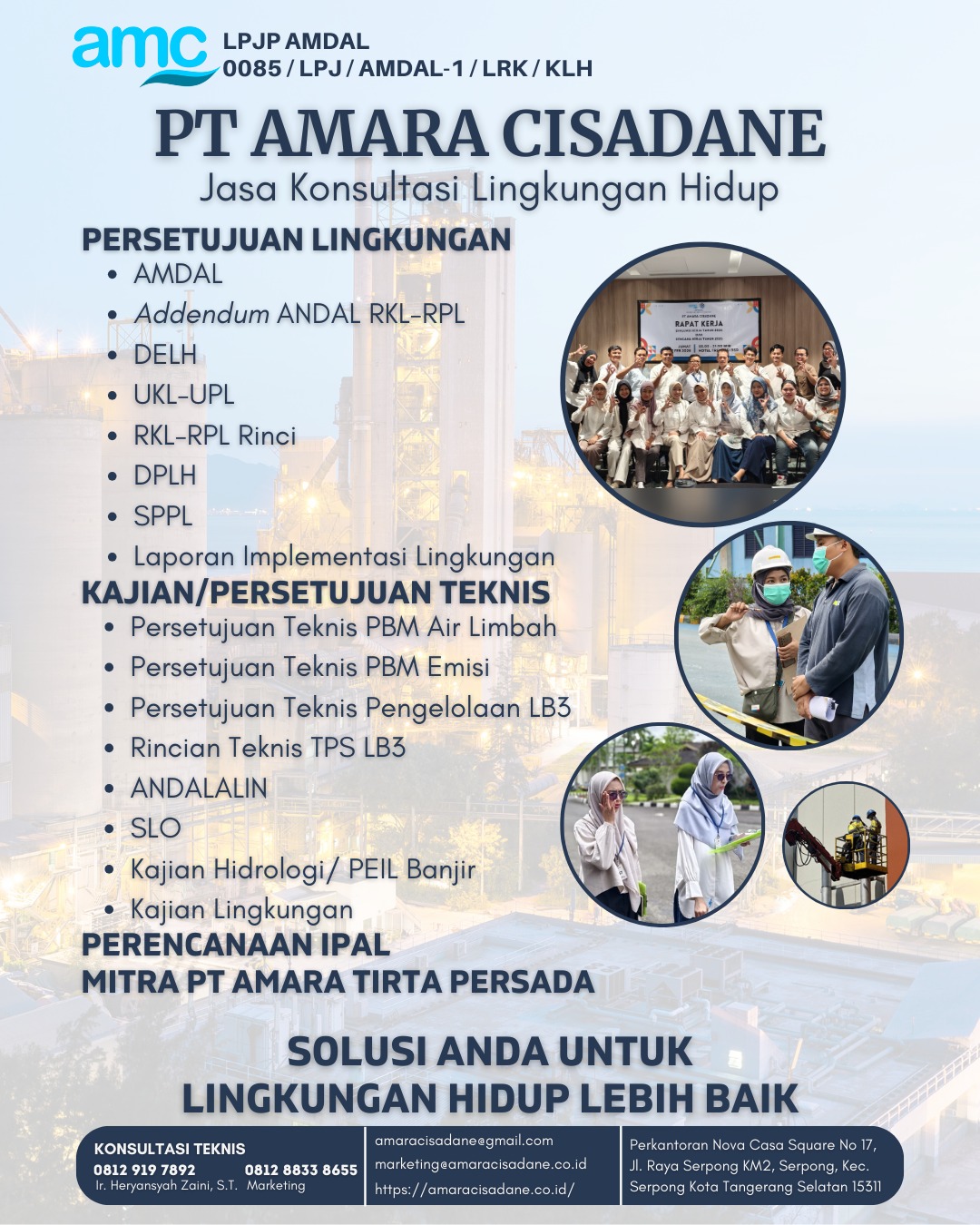 🌱 Solusi Tepat untuk Dokumen Lingkungan Anda
Kami menyediakan jasa konsultasi lingkungan mulai dari UKL-UPL, AMDAL, hingga RKL-RPL Rinci, sesuai ketentuan peraturan yang berlaku.
Didampingi oleh tim berpengalaman untuk proses yang aman, tepat, dan terpercaya.
📩 Hubungi kami untuk konsultasi lebih lanjut! WhatsApp : 0812-8833-8655

#KonsultasiLingkungan #DokumenLingkungan #RKL-RPL #UKLUPL #AMDAL #PersetujuanLingkungan