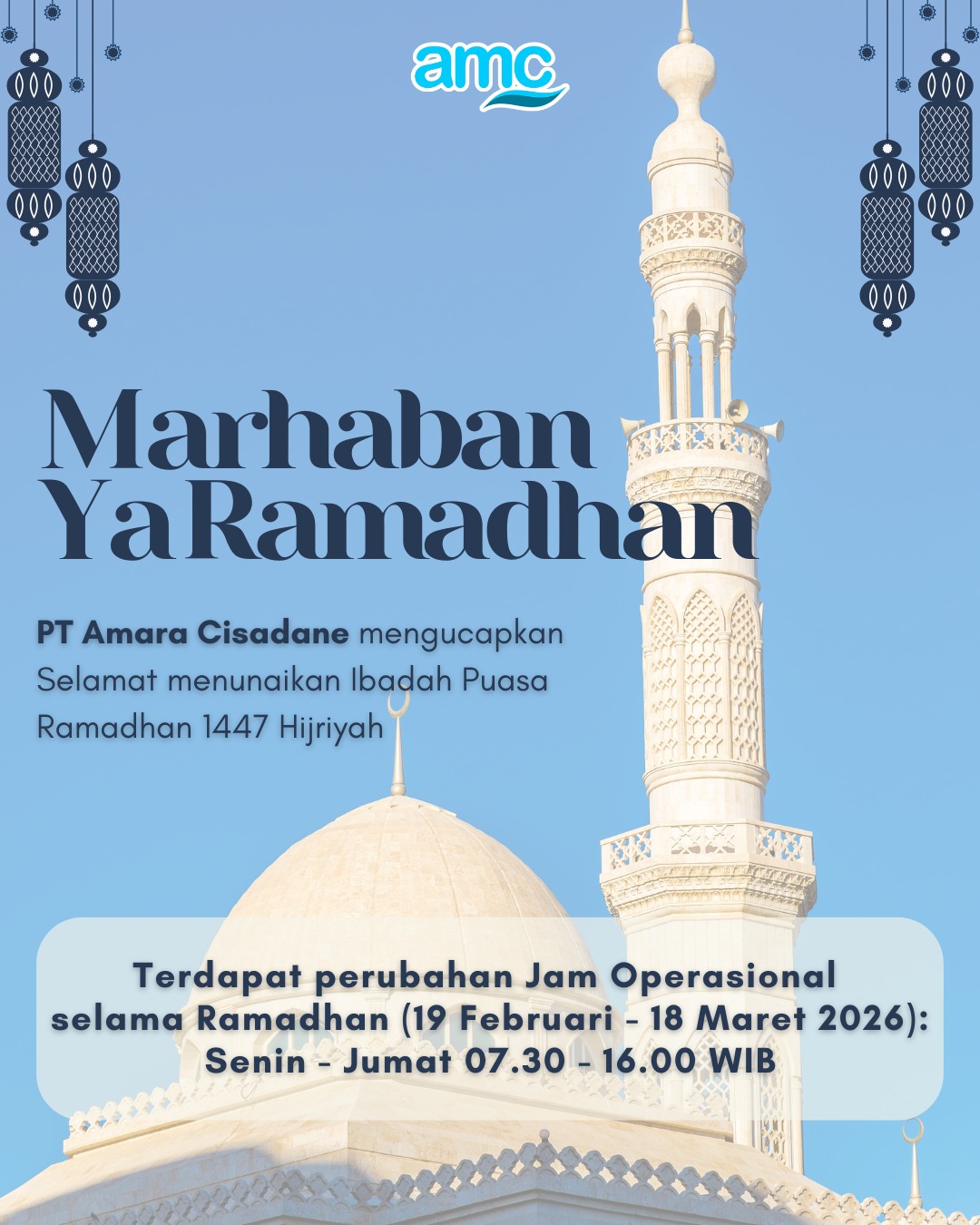 🌙✨
Marhaban ya Ramadhan.
Selamat menunaikan ibadah puasa 1447 H.
Semoga setiap doa diijabah, setiap amal dilipatgandakan, dan setiap langkah dipenuhi keberkahan. 🤍
Semoga Ramadhan kali ini membawa hati yang lebih tenang dan jiwa yang lebih kuat.

#Ramadhan1447H #MarhabanYaRamadhan #BulanPenuhBerkah